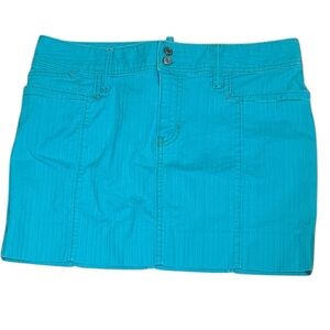 GAP Y2K Teal  Blue Denim Mini Skirt, low rise, stretch 8